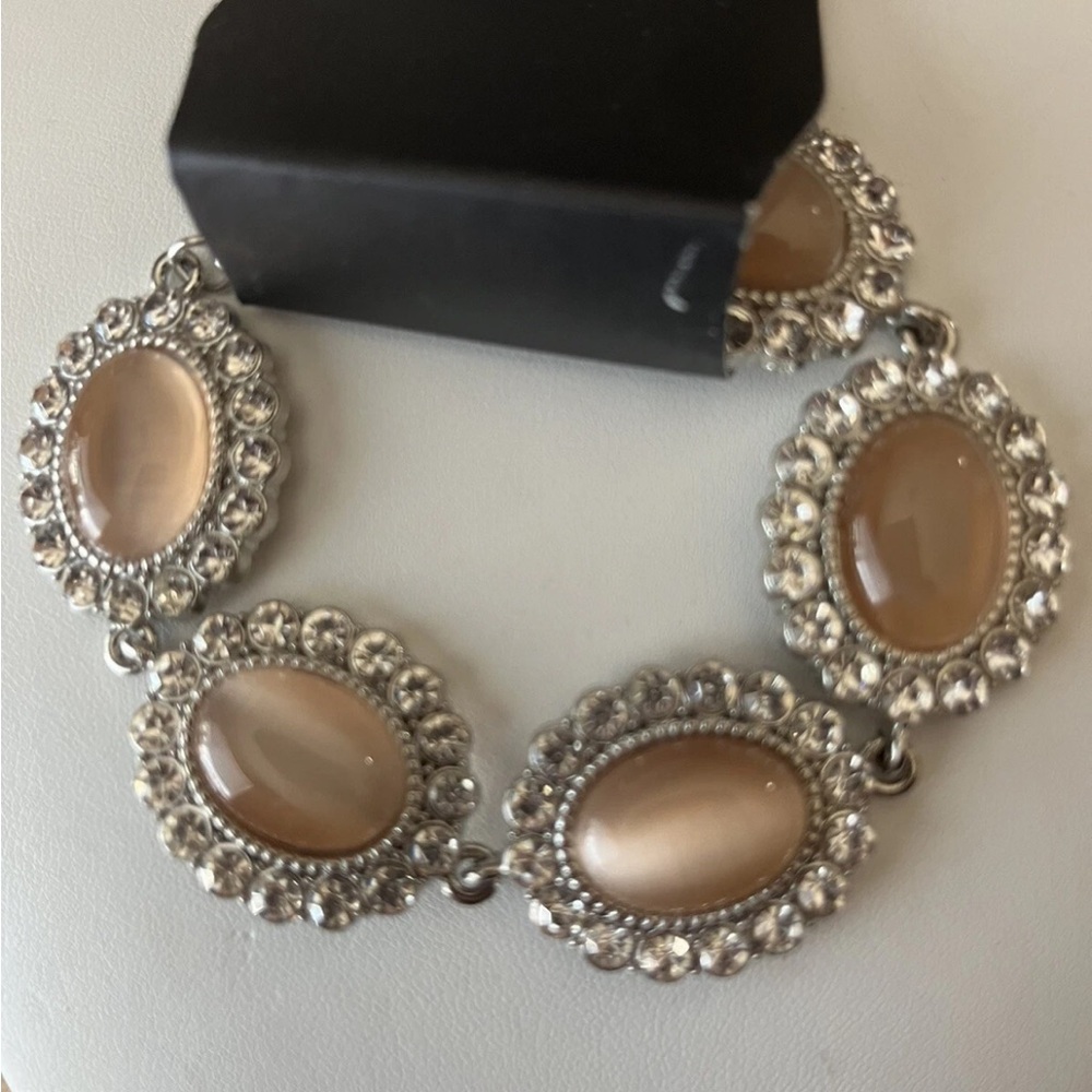 Paparazzi Silver and Tan Stone Bracelet